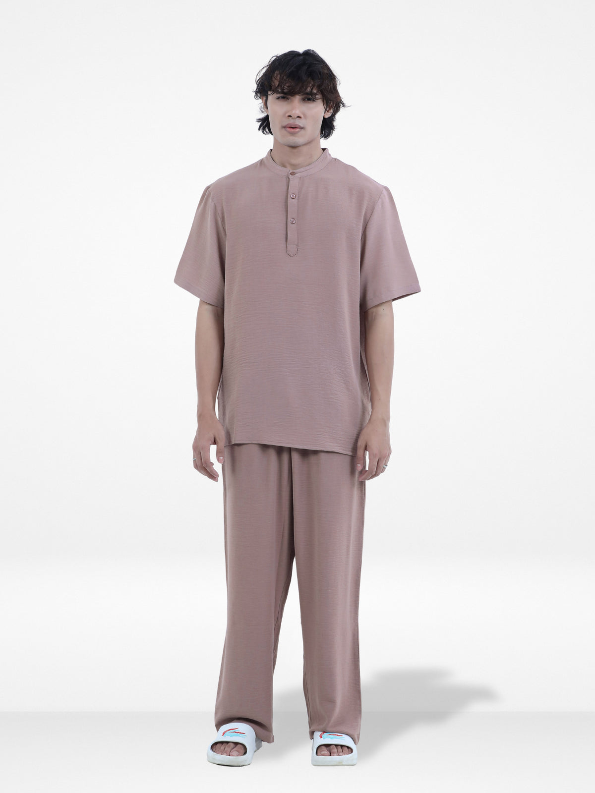 Men's Short Sleeve Shirt & Long Pant Set| Copper
