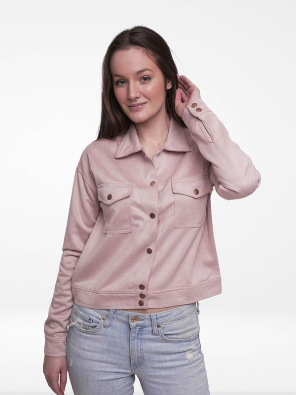 Women Button Regular Fit Suede peach whip Short Coat Jacket