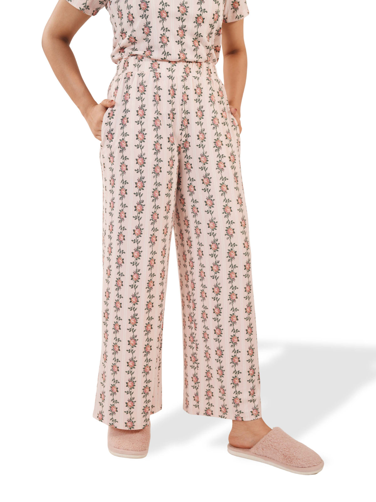 Women's Casual Pants Trendy Loose Trousers High Waist Wide Leg Cropped Palazzo with Pockets