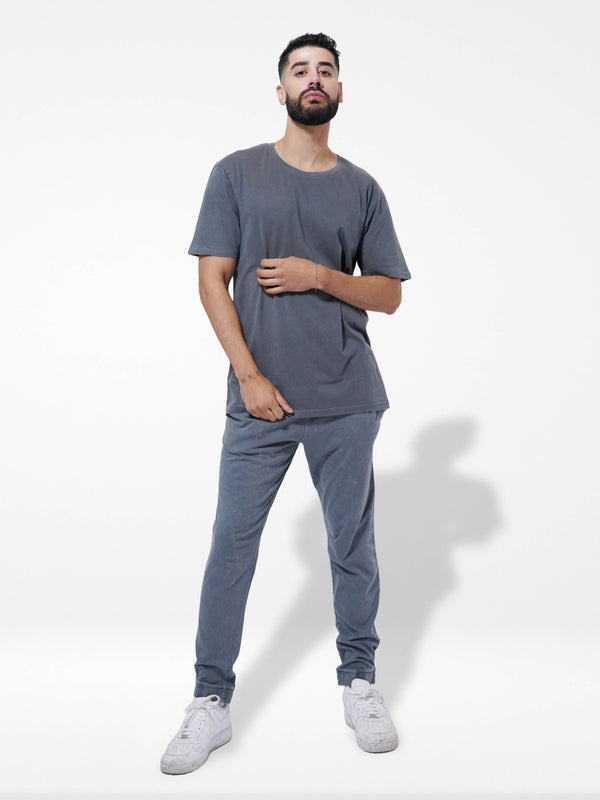 Men's T-Shirt & Trouser Lounge Set Acid Wash