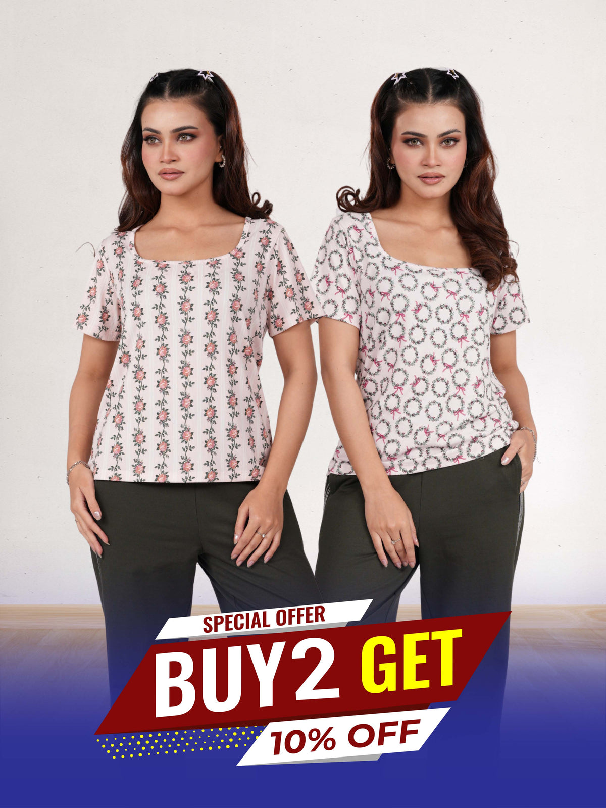 Women's Regular Fit Crew Neck Tee Shirt Short Sleeve All Over Print T-Shirt | Soft & Comfortable