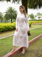 Women’s Floral Long Sleeve Tunic Dress – Elegant Casual Long Top | Lightweight Everyday Wear