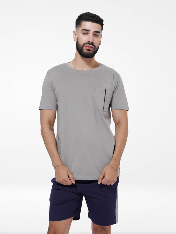 Men's T-Shirt & Shorts Lounge Set Grey