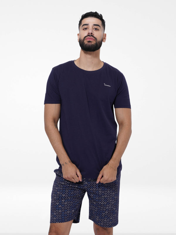 Men's T-Shirt & Shorts Lounge Set Navy