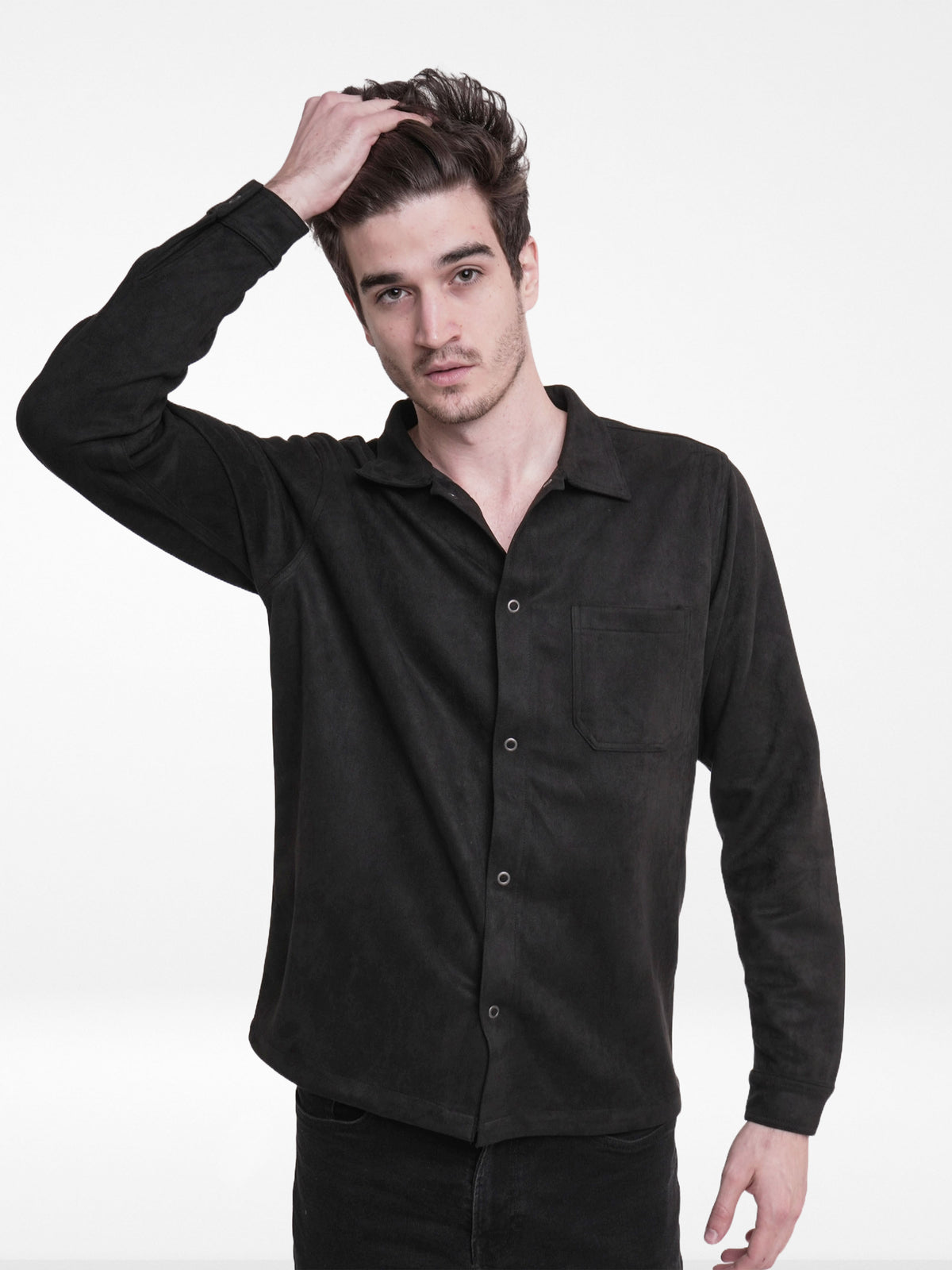 Men's Suede Shirt-inteblu