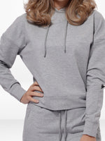 Women Grey Mélange HoodiesJoggers Set in Premium Cotton
