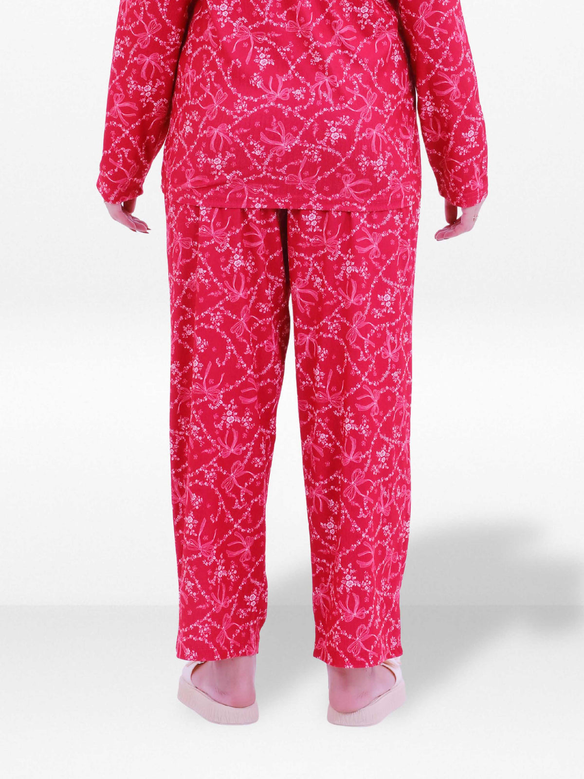 Women’s Printed Pajama Pants | Soft & Stretchy Sleepwear Trousers | Elastic Waist Lounge Pants | Yummy Rib Fabric - Crimson