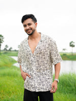 Men’s All Over Printed Cuban Collar Shirt – Short Sleeve Casual Summer Shirt