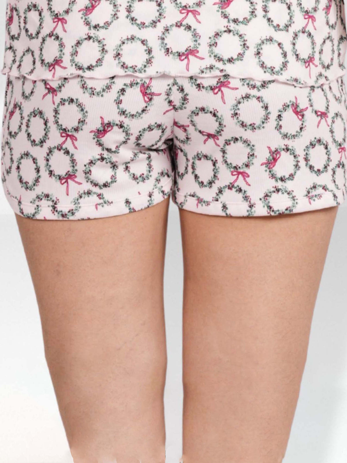 Women’s Printed Pajama Shorts | Soft & Stretchy Sleepwear Shorts | Elastic Waist Lounge Shorts | Yummy Rib Fabric - Blushing Bride