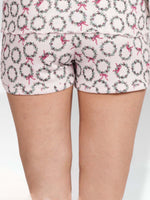 Women’s Printed Pajama Shorts | Soft & Stretchy Sleepwear Shorts | Elastic Waist Lounge Shorts | Yummy Rib Fabric - Blushing Bride