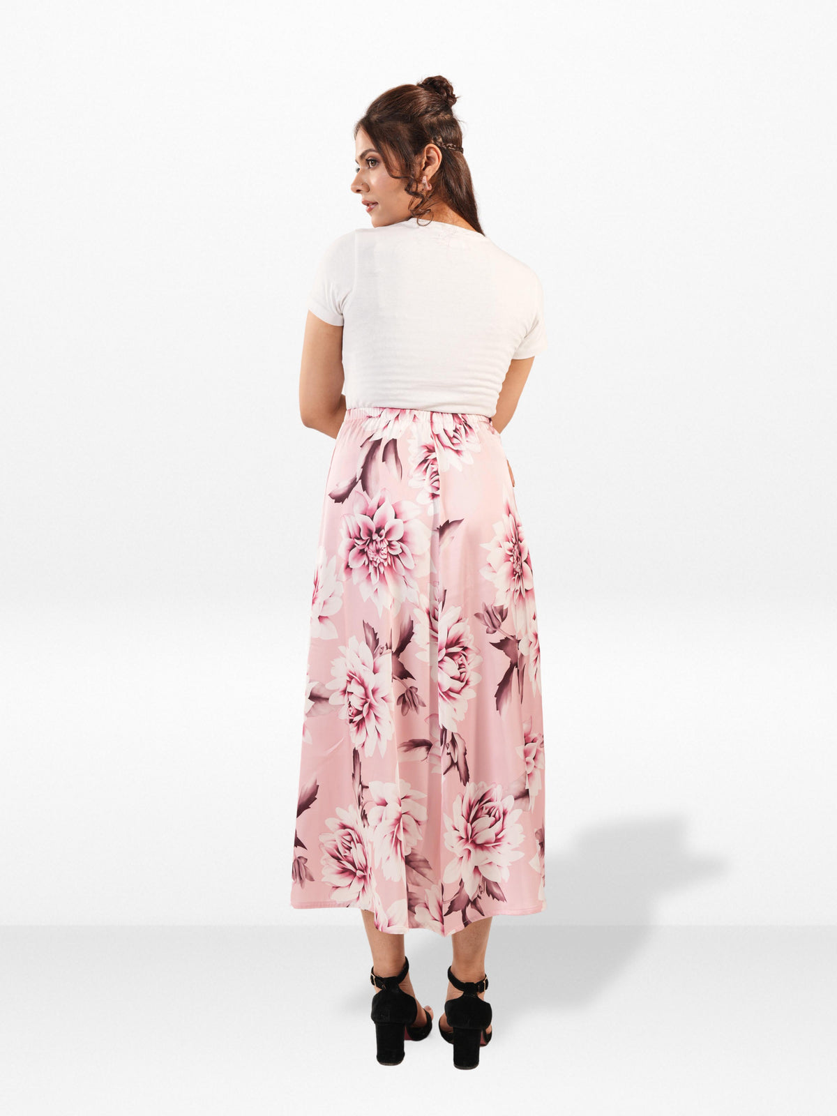 Women’s All Over Printed Maxi Skirt – Summer Pleated High Waist Casual Long Skirt