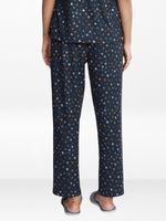 Women’s All Over Printed Lounge Pants | Soft Stretch Yummy Rib Fabric | Drawstring Waist Casual Sleepwear & Pajama Trousers - Navy