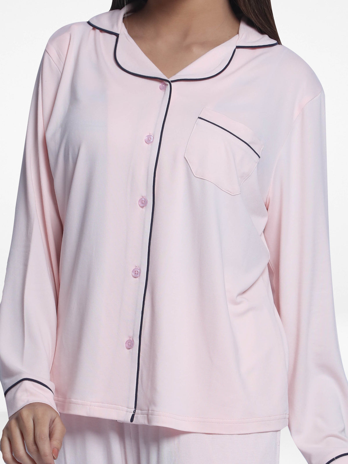 Women Solid Sleepwear Long Sleeve Pyjama Set