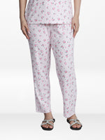 Women’s All Over Printed Lounge Pants | Soft Stretch Yummy Rib Fabric | Drawstring Waist Casual Sleepwear & Pajama Trousers - Pink