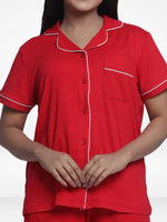 Women Solid Sleepwear Short Sleeve Pyjama Set