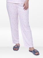 Women’s All Over Printed Lounge Pants | Soft Stretch Yummy Rib Fabric | Drawstring Waist Casual Sleepwear & Pajama Trousers - LT.Pink