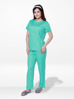 Women’s 2 PieceAll Over Printed Loungewear Set – Short Sleeve Top &amp; Pants | Casual Lounge Outfit, Soft Pajama Set, Summer Sleepwear for Women