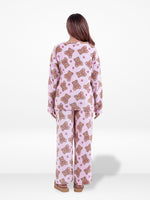 Women’s Cute Bear Printed Pyjama Set – Long Sleeve Top & Pants, Soft Cozy 2-Piece Sleepwear Nightwear for Winter & Everyday Comfort