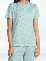 Women’s 2 PieceAll Over Printed Loungewear Set – Short Sleeve Top &amp; Pants | Casual Lounge Outfit, Soft Pajama Set, Summer Sleepwear for Women