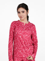 Women's Henley Long Sleeve Printed Top – Soft & Stretchy Rib Knit Casual T-Shirt