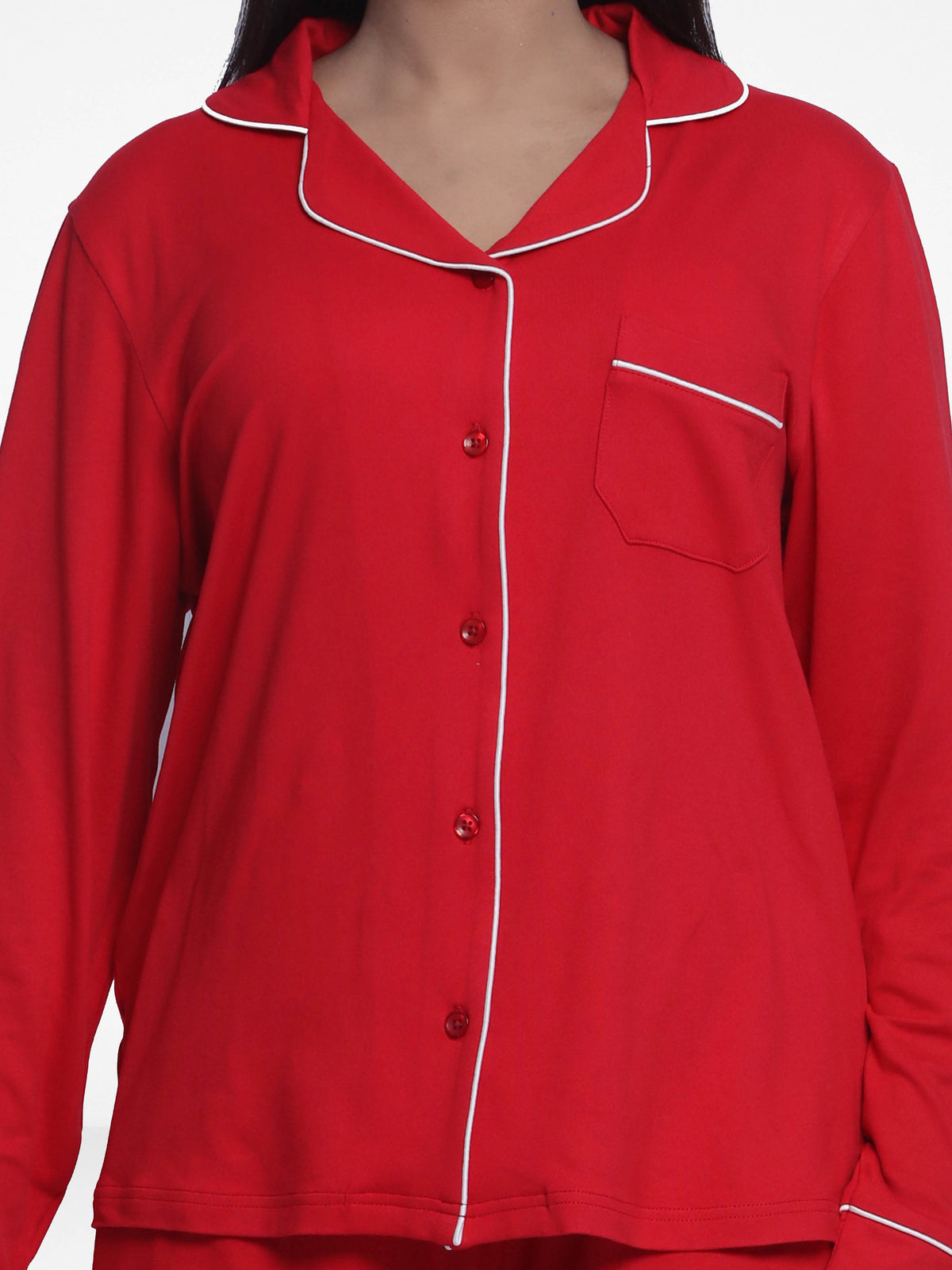 Women Solid Sleepwear Long Sleeve Pyjama Set