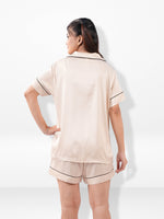 Women's Satin Notch collar Short Sleepwear Set |Satin Fabric