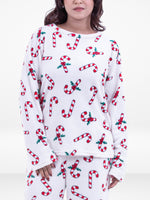 Women’s Christmas Candy Cane Printed Pyjama Set – Long Sleeve Sleepwear | Cozy Winter Loungewear for Women