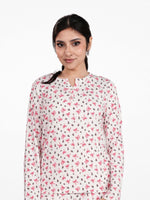 Women's Henley Long Sleeve Printed Top – Soft &amp; Stretchy Rib Knit Casual T-Shirt
