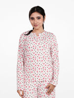 Women's Henley Long Sleeve Printed Top – Soft &amp; Stretchy Rib Knit Casual T-Shirt