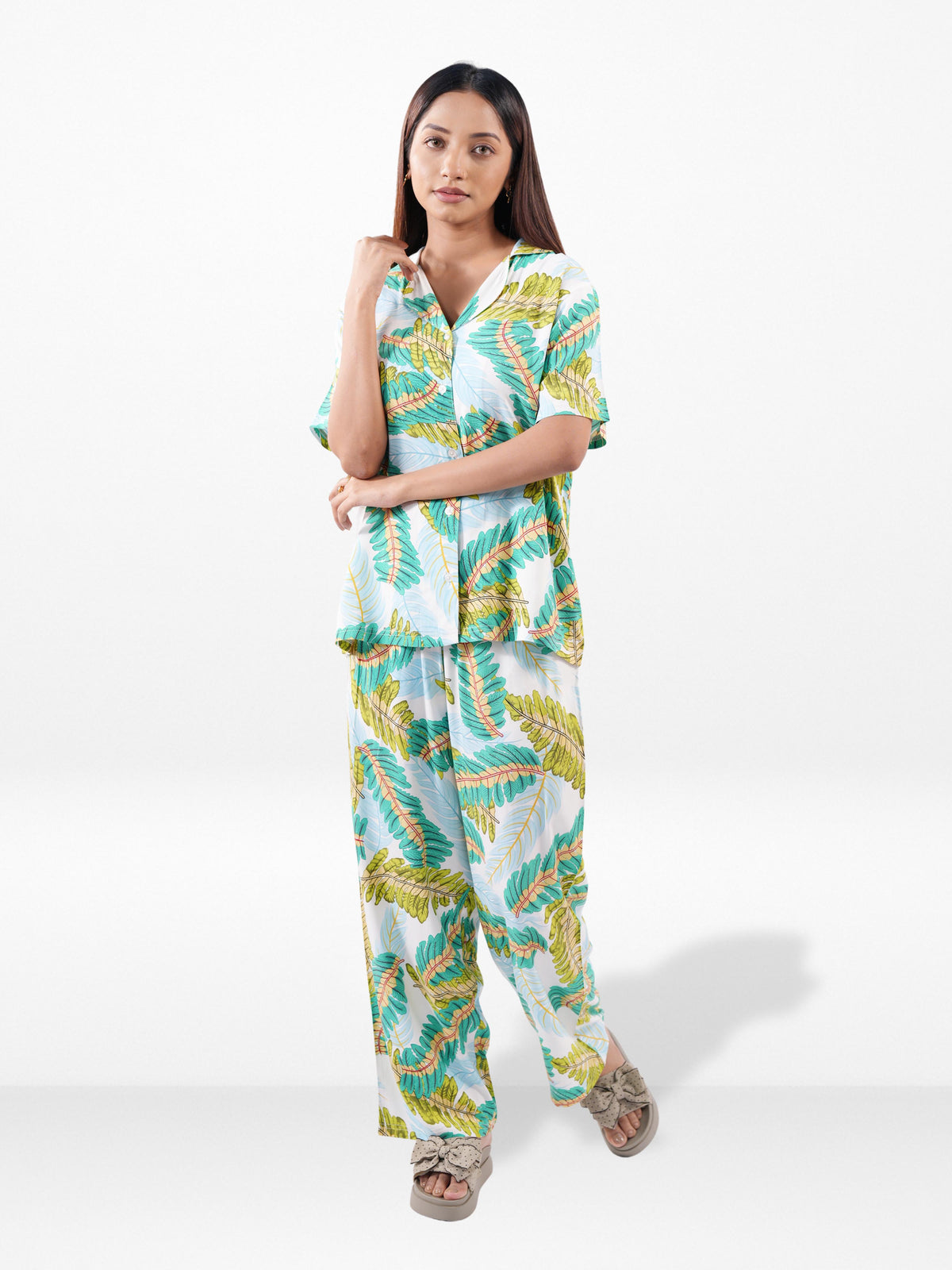 Women’s Short Sleeve Sleepwear Set – Notch Collar 2 Piece Pajama Outfit | Comfy Nightwear, Soft Summer Lounge Set for Women