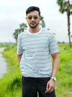 Men’s Striped Round Neck T-Shirt – Regular Fit Short Sleeve Tee | Soft Stretch Casual Wear