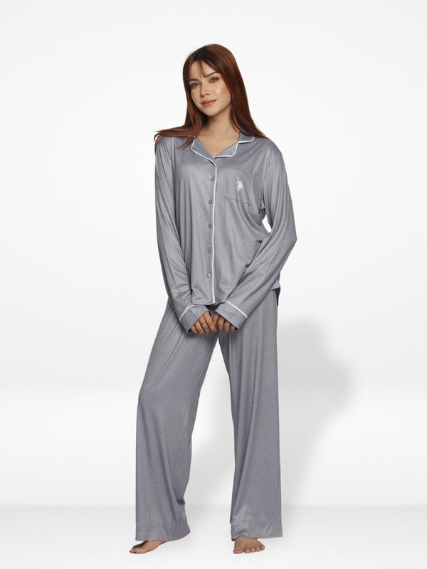 Women Solid Sleepwear Long Sleeve Pyjama Set