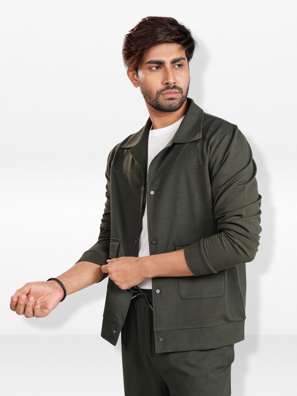 Men’s Solid Casual Jacket – Snap Button Front Closure with Clean Design | Comfortable Everyday Outerwear for Men