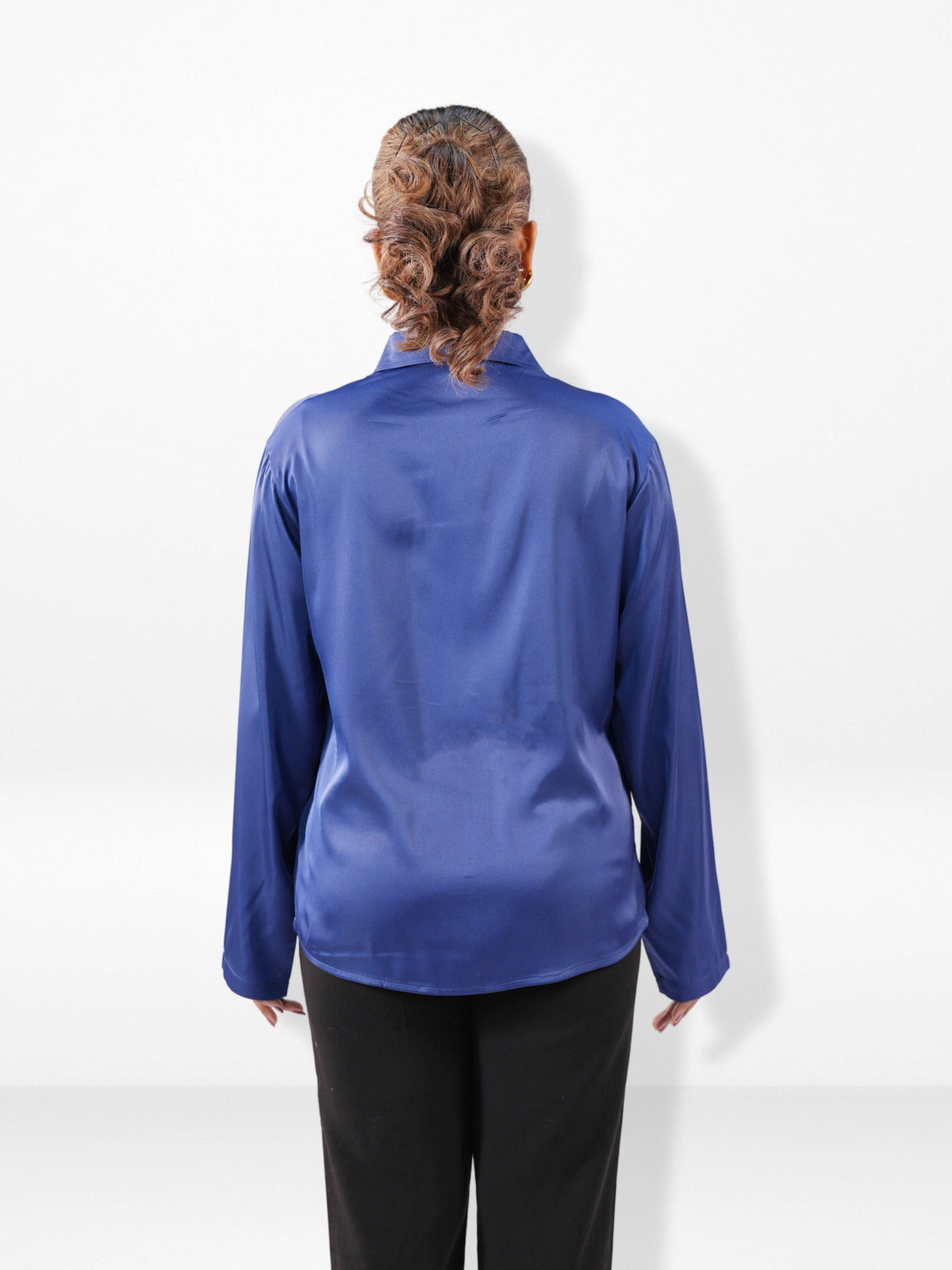 Women’s Long Sleeve Satin Shirt – Spread Collar Button-Down Top | Soft Shiny Formal & Casual Wear