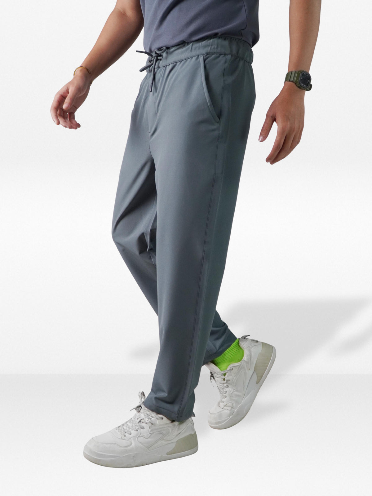 Men’s Relaxed Fit Trousers – Elastic Waist with Drawstring, Casual Pants with Fake Fly & Side Pockets ,Comfortable Everyday Wear (Copy)