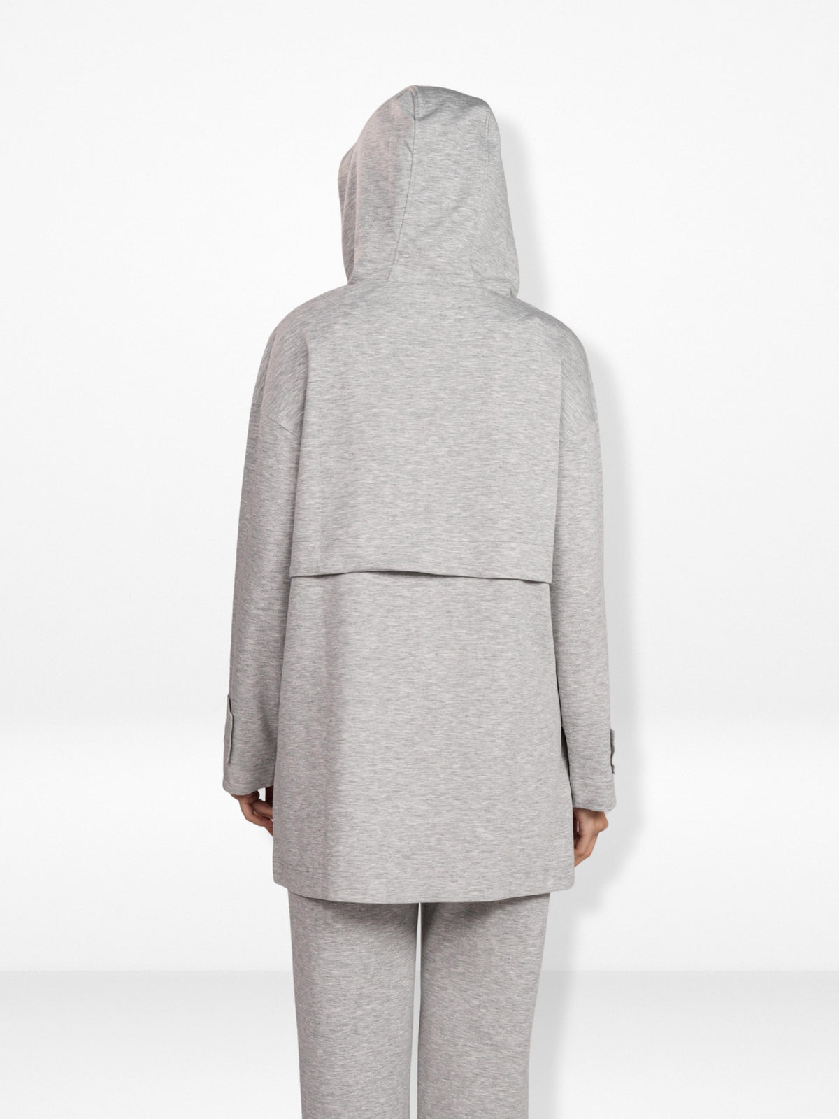 Women’s Soft Pastel Longline Hooded Jacket –Casual Outerwear with Snap Button Closure & Side Pockets