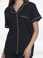 Women Solid Sleepwear Short Sleeve Pyjama Set