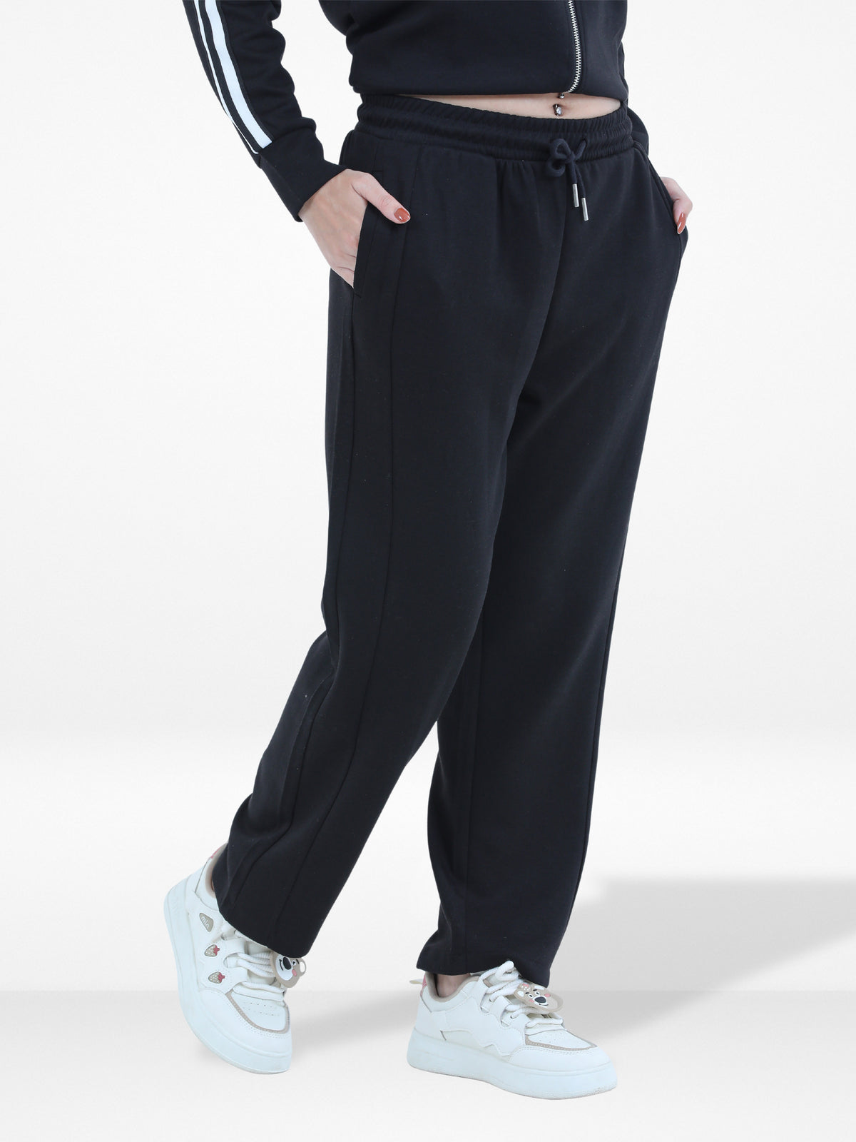 Women’s Baggy Wide Leg Sweatpants –Straight Pants , Drawstring Waist, Two Side Pockets | Cozy Winter Lounge & Activewear