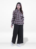 Women’s Plaid Flannel Shirt – 100% Cotton Long Sleeve Button-Down Checkered Shirt | Relaxed Fit Casual Top for Everyday Comfort