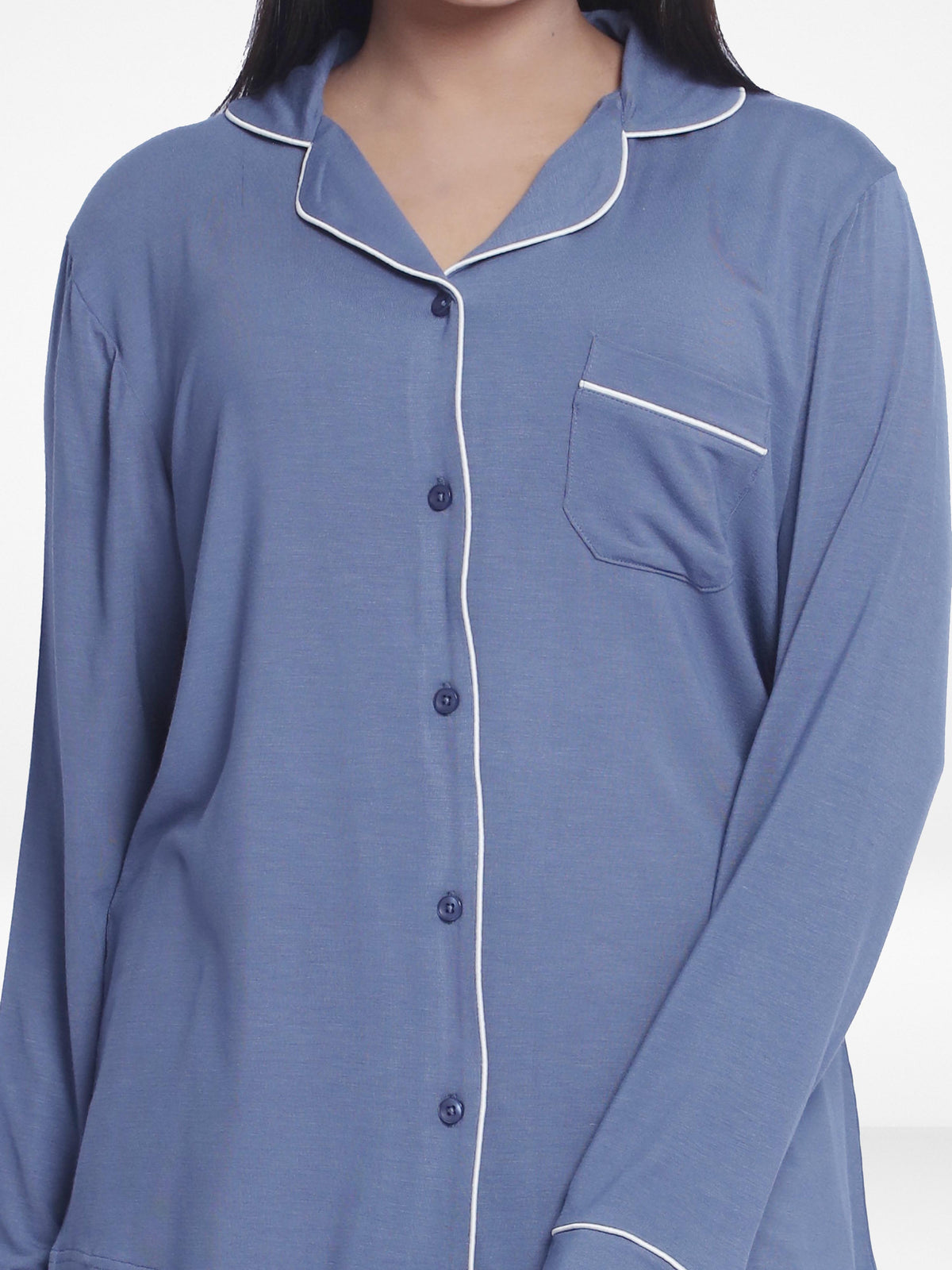 Women Solid Sleepwear Long Sleeve Pyjama Set