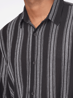 Men's Relaxed-Fit full-Sleeve Casual Shirt Black Stripes