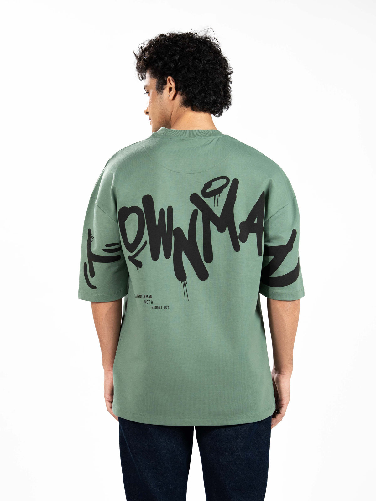 Men’s Oversized Drop Shoulder Graphic T-Shirt – Short Sleeve Crew Neck Tee | Casual Streetwear Top with Front & Back Print