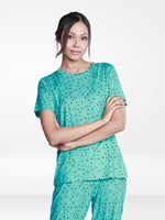 Women’s All Over Printed Short Sleeve Lounge Top | Soft Stretch Yummy Rib Fabric | Crew Neck Casual Sleepwear & Loungewear Top - Florida