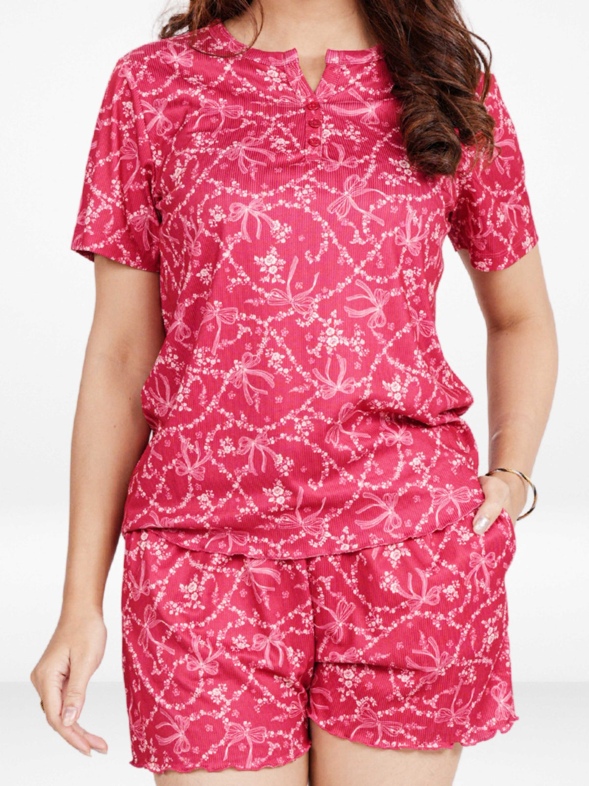 Women's Henley Short SleevePajama Sets- Shirt and Shorts 2 Piece Summer Outfits Lounge Sets