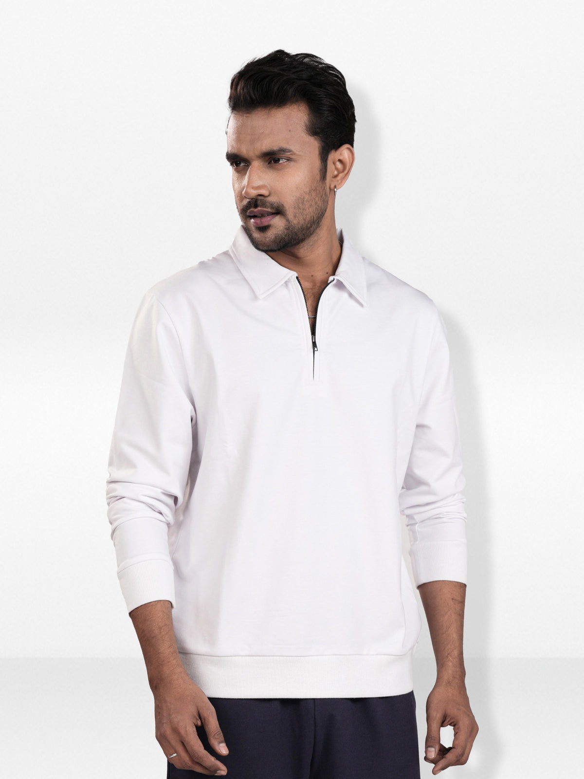 Men’s Half Zip Collar Sweatshirt – Long Sleeve Thermal Casual Shirt Collar | Classic Basic Polo Sweatshirt for Men