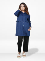 Women’s Soft Pastel Longline Hooded Jacket –Casual Outerwear with Snap Button Closure & Side Pockets