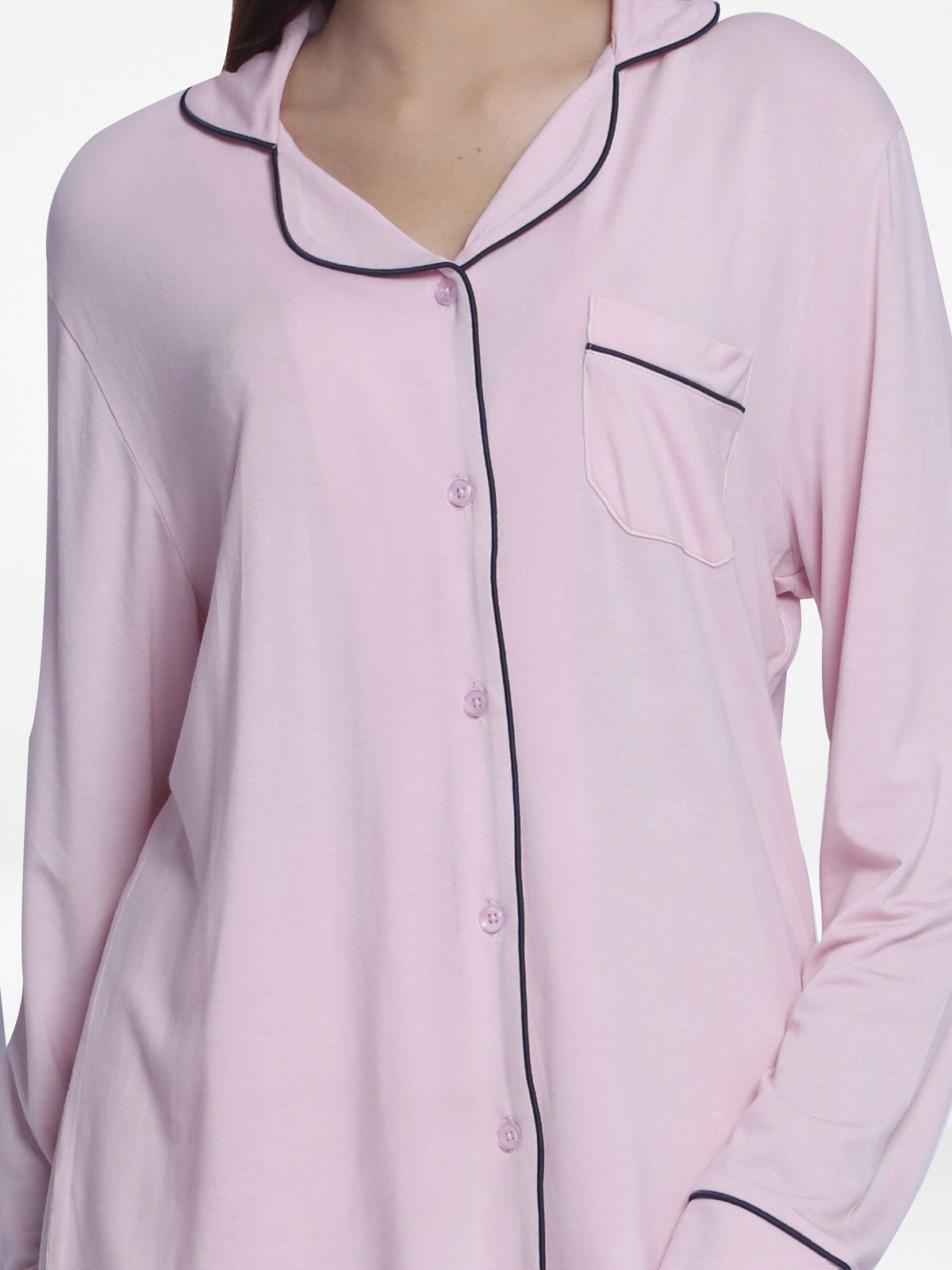 Women Solid Sleepwear Long Sleeve Pyjama Set