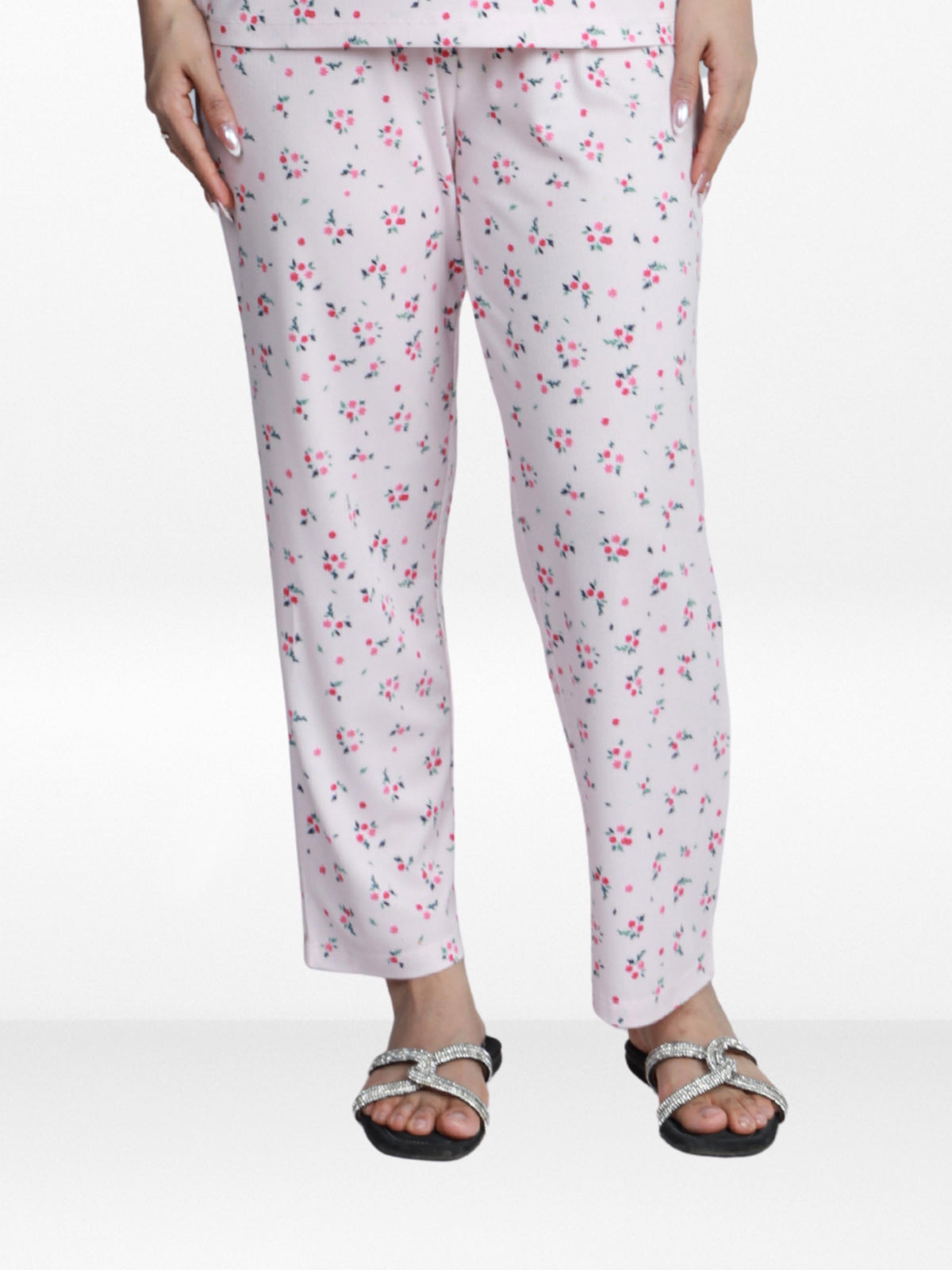 Women’s All Over Printed Lounge Pants | Soft Stretch Yummy Rib Fabric | Drawstring Waist Casual Sleepwear & Pajama Trousers - Pink
