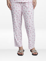 Women’s All Over Printed Lounge Pants | Soft Stretch Yummy Rib Fabric | Drawstring Waist Casual Sleepwear & Pajama Trousers - Pink