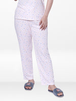 Women’s All Over Printed Lounge Pants | Soft Stretch Yummy Rib Fabric | Drawstring Waist Casual Sleepwear & Pajama Trousers - LT.Pink
